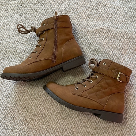 The Children's Place Other - Brown lace up quilted booties The Childrens Place size 6 (fit like woman’s 8)